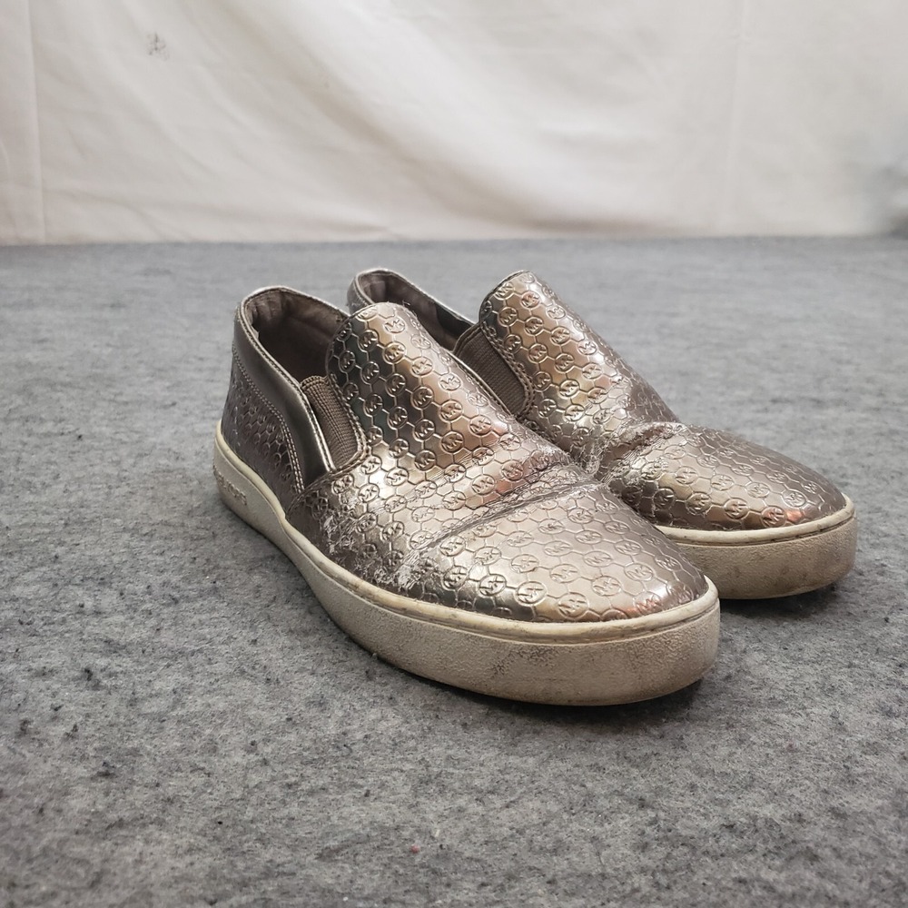 Michael Kors Shoes Womens 5 Brown Metallic Slip On Logo Casual Designer Ladies